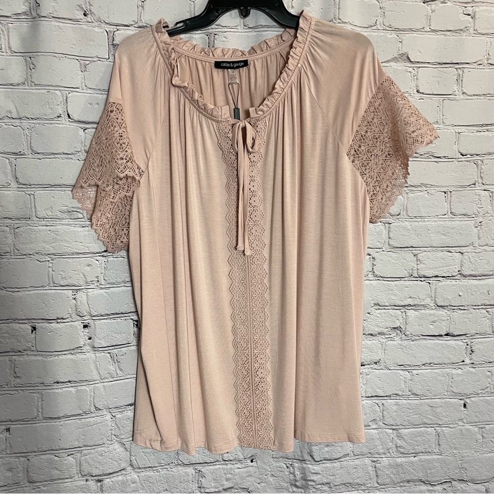 NWT New Cable & Gauge Viscose Rose Short Sleeve Top Size 1X